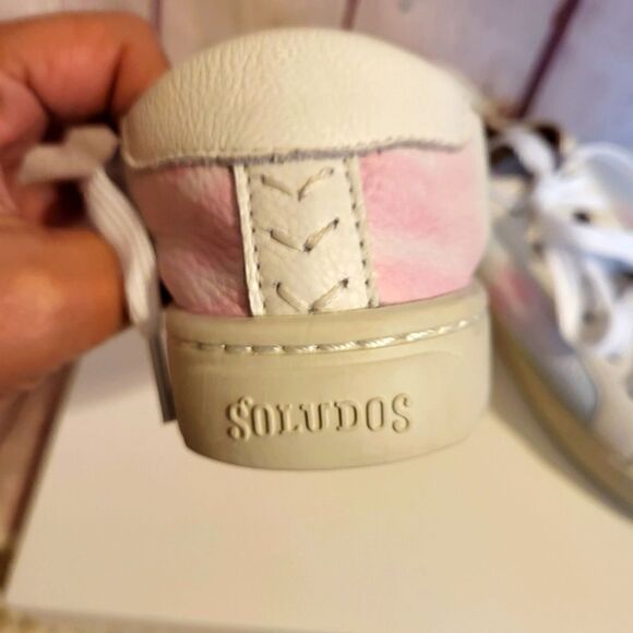 NEW Soludos for Anthropologie "Ibiza" White Tie Dye Leather Sneakers 7M Ret $139 - Picture 5 of 9